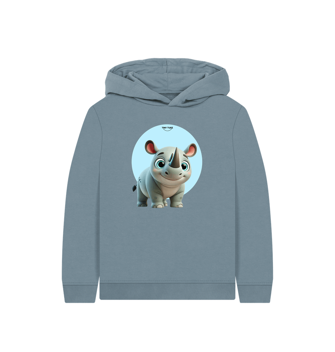Stone Blue Printed Kids Hoodie