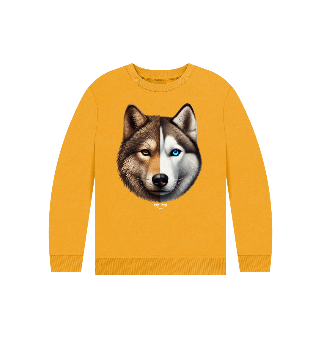 Mustard Printed Kids Jumper