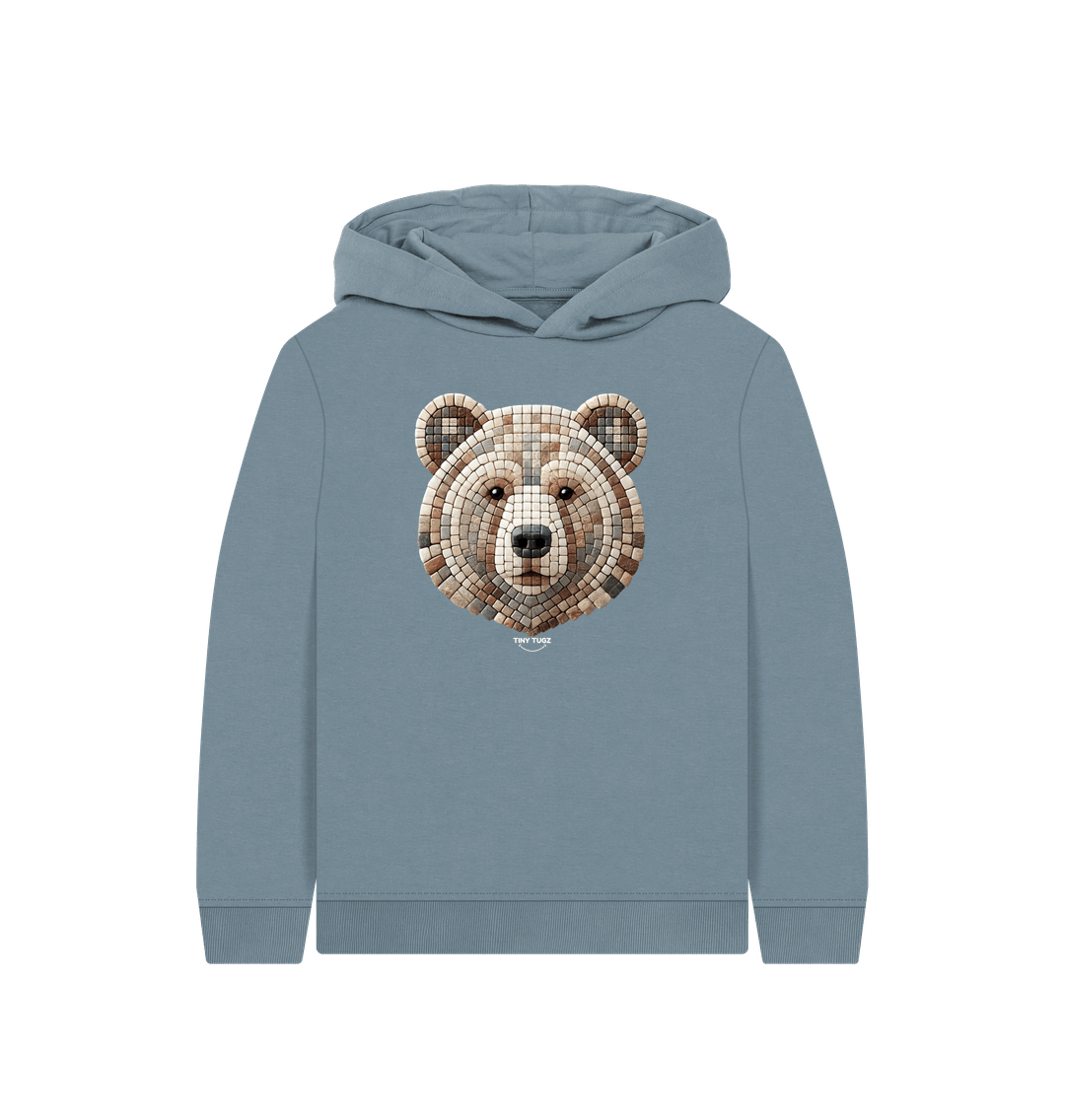 Stone Blue Printed Kids Hoodie