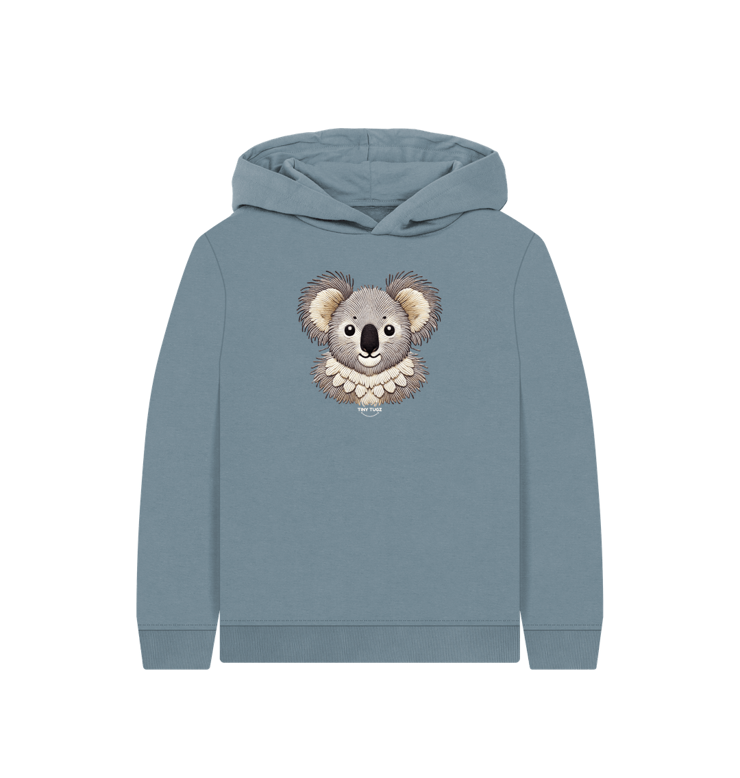 Stone Blue Printed Kids Hoodie