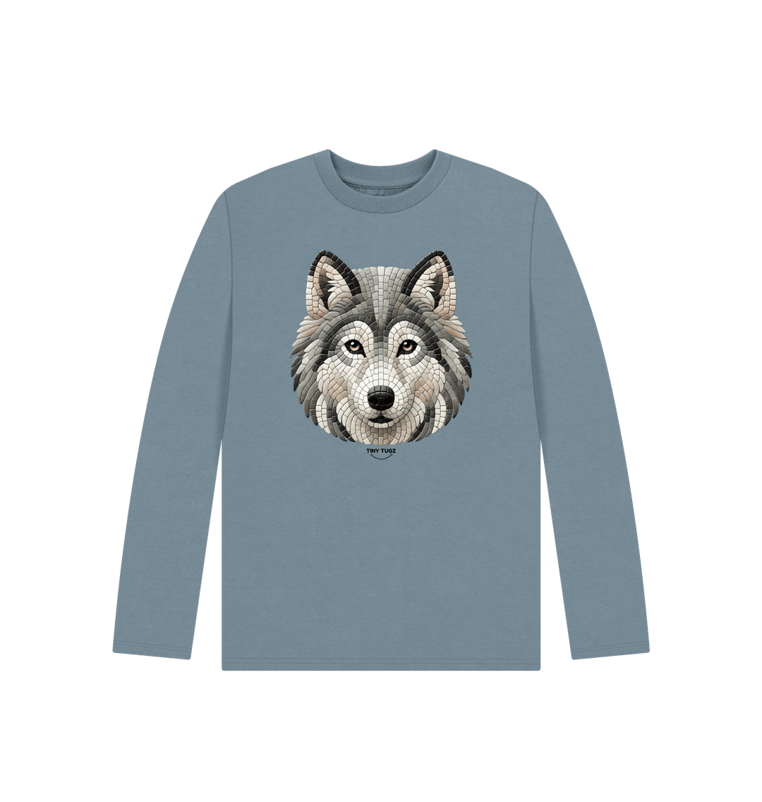 Stone Blue Printed Kids T-Shirt