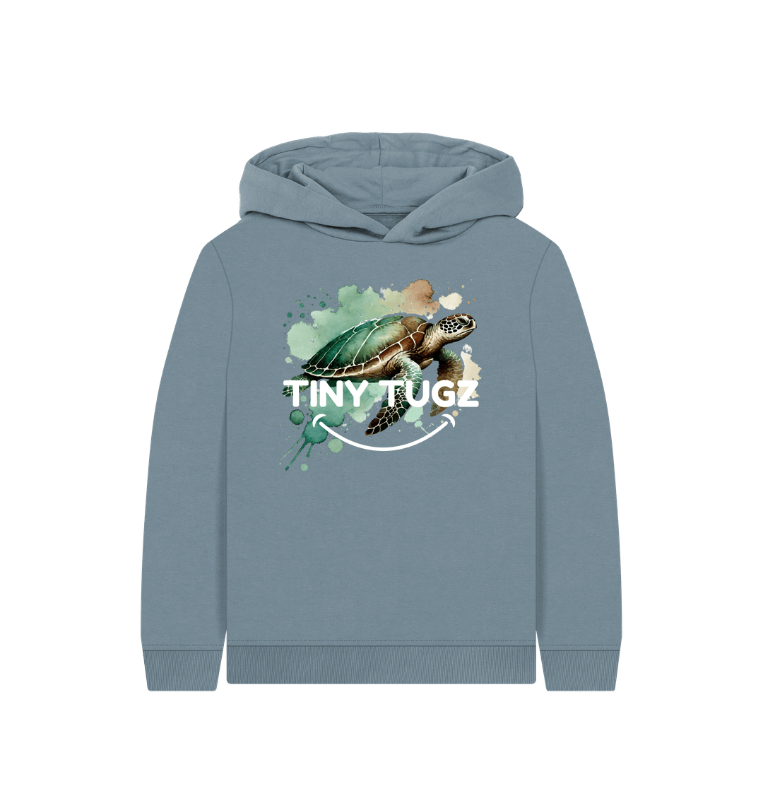 Stone Blue Printed Kids Hoodie