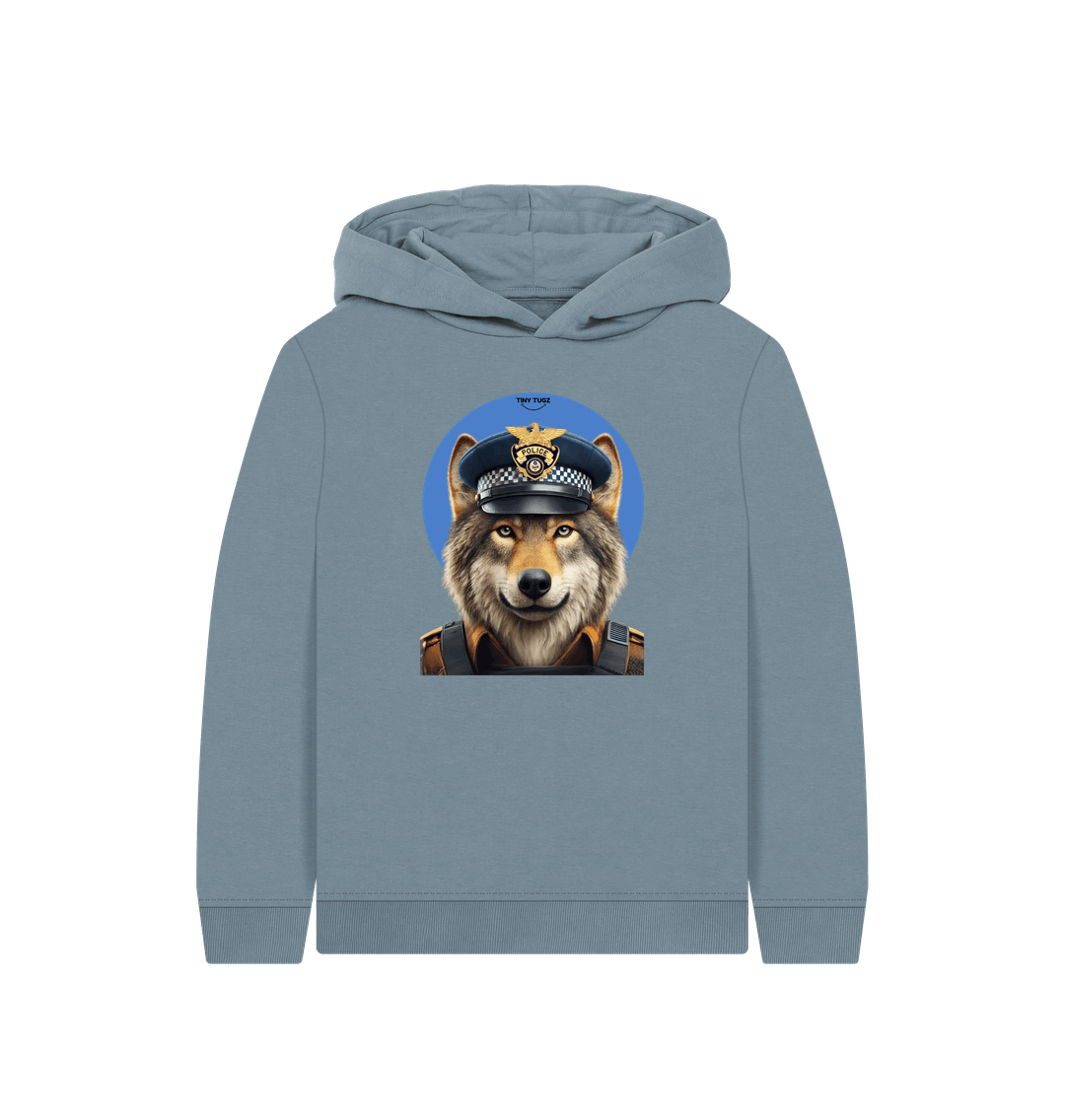 Stone Blue Printed Kids Hoodie