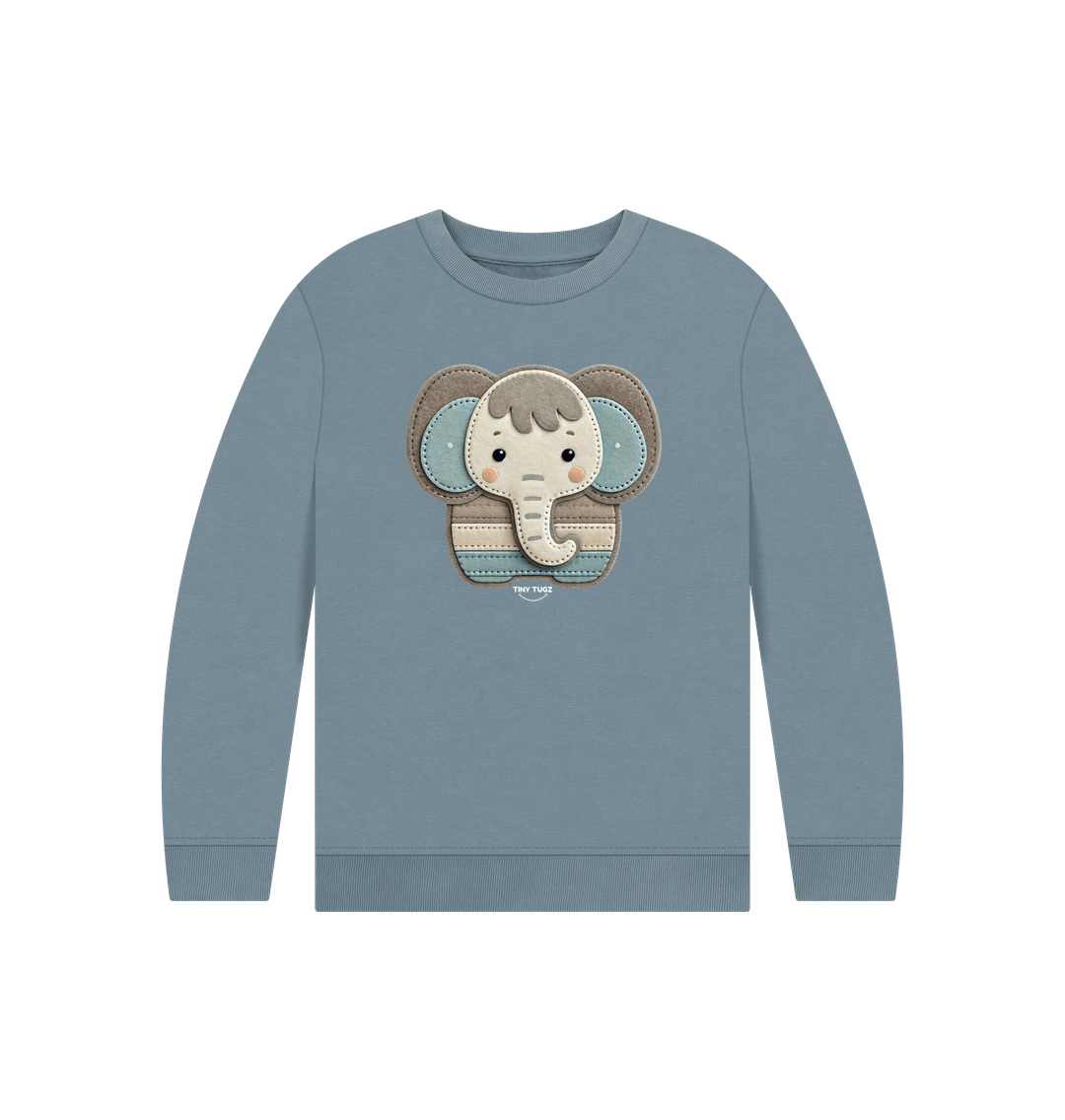 Stone Blue Printed Kids Jumper