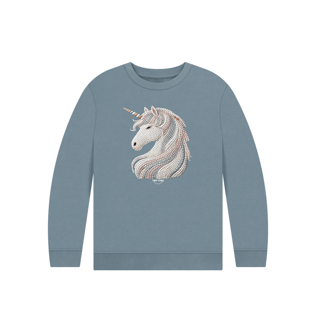 Stone Blue Printed Kids Jumper