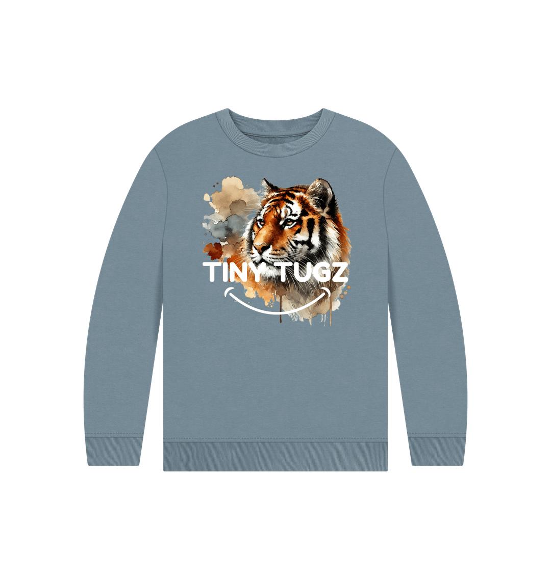 Stone Blue Printed Kids Jumper