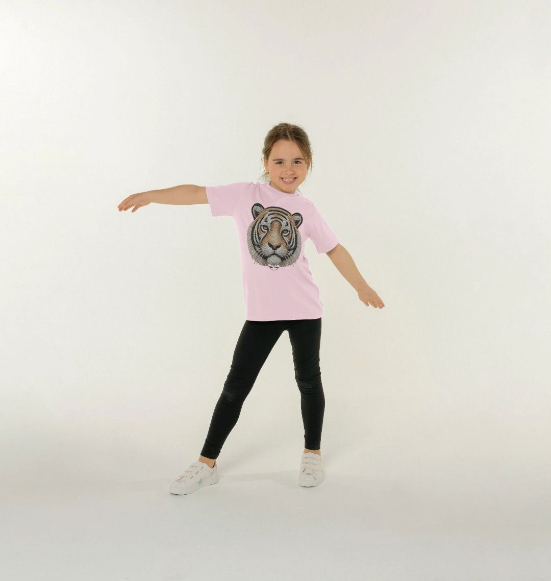 Kinder-T-Shirt aus Bio-Baumwolle – Mosaik-Tiger-Design