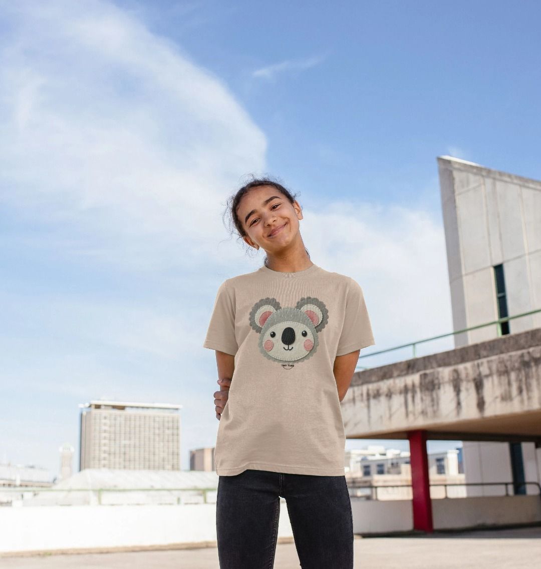 Organic Cotton Kids’ T-Shirt – Felt Koala Bear Design