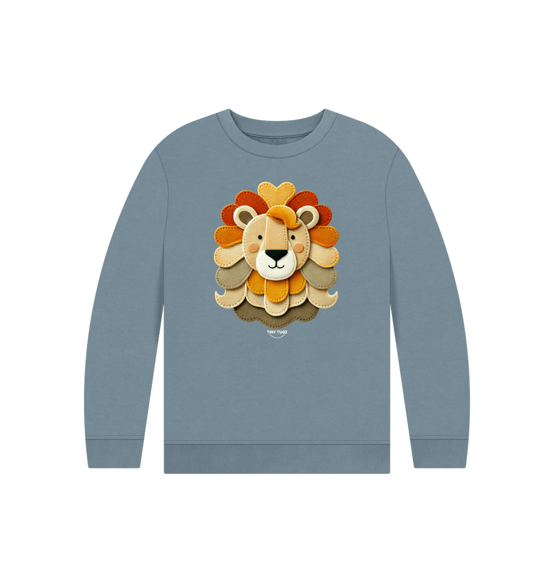 Stone Blue Printed Kids Jumper