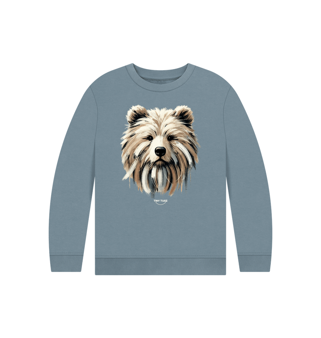 Stone Blue Printed Kids Jumper