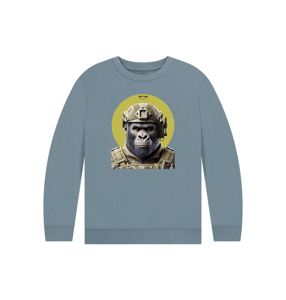 Stone Blue Printed Kids Jumper