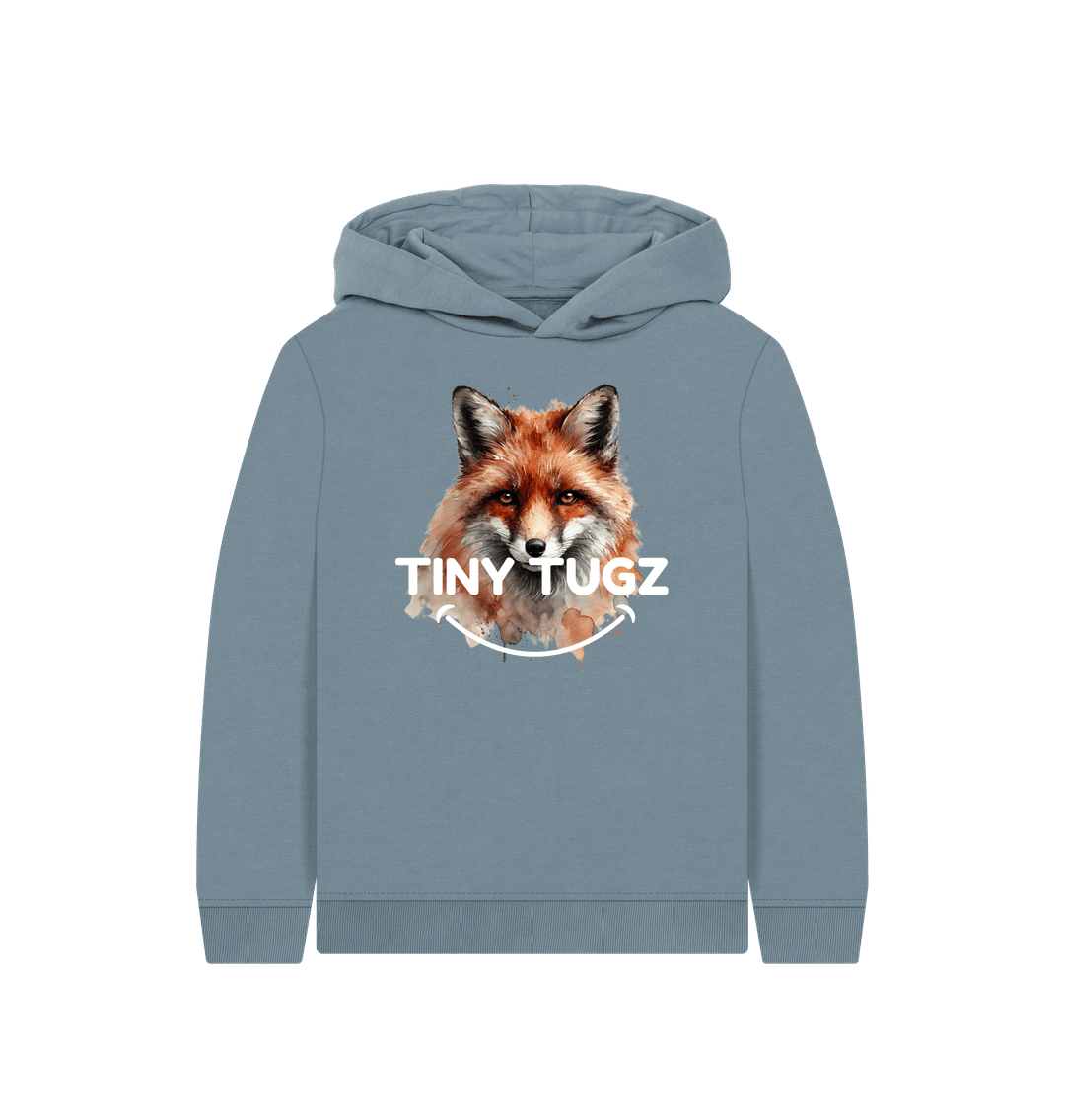 Stone Blue Printed Kids Hoodie