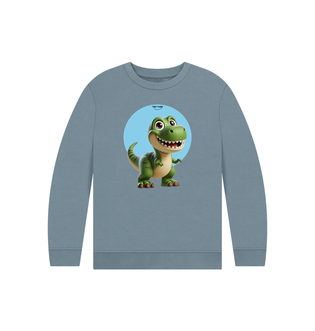Stone Blue Printed Kids Jumper