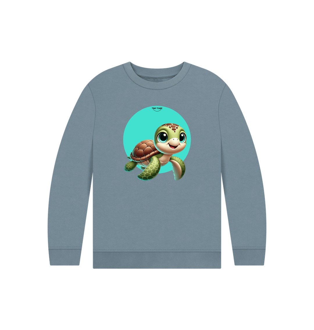 Stone Blue Printed Kids Jumper