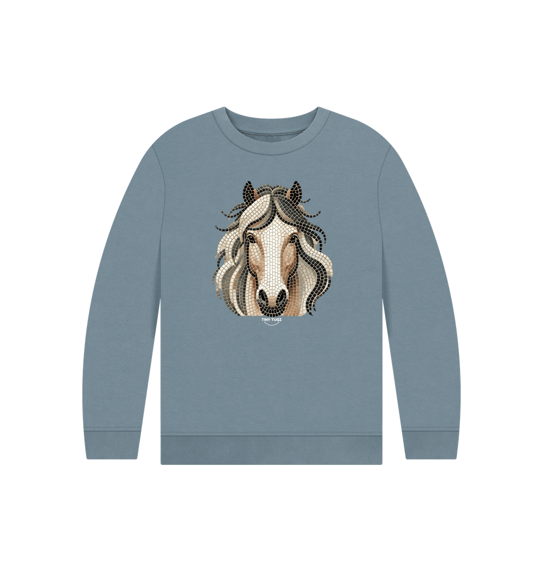 Stone Blue Printed Kids Jumper