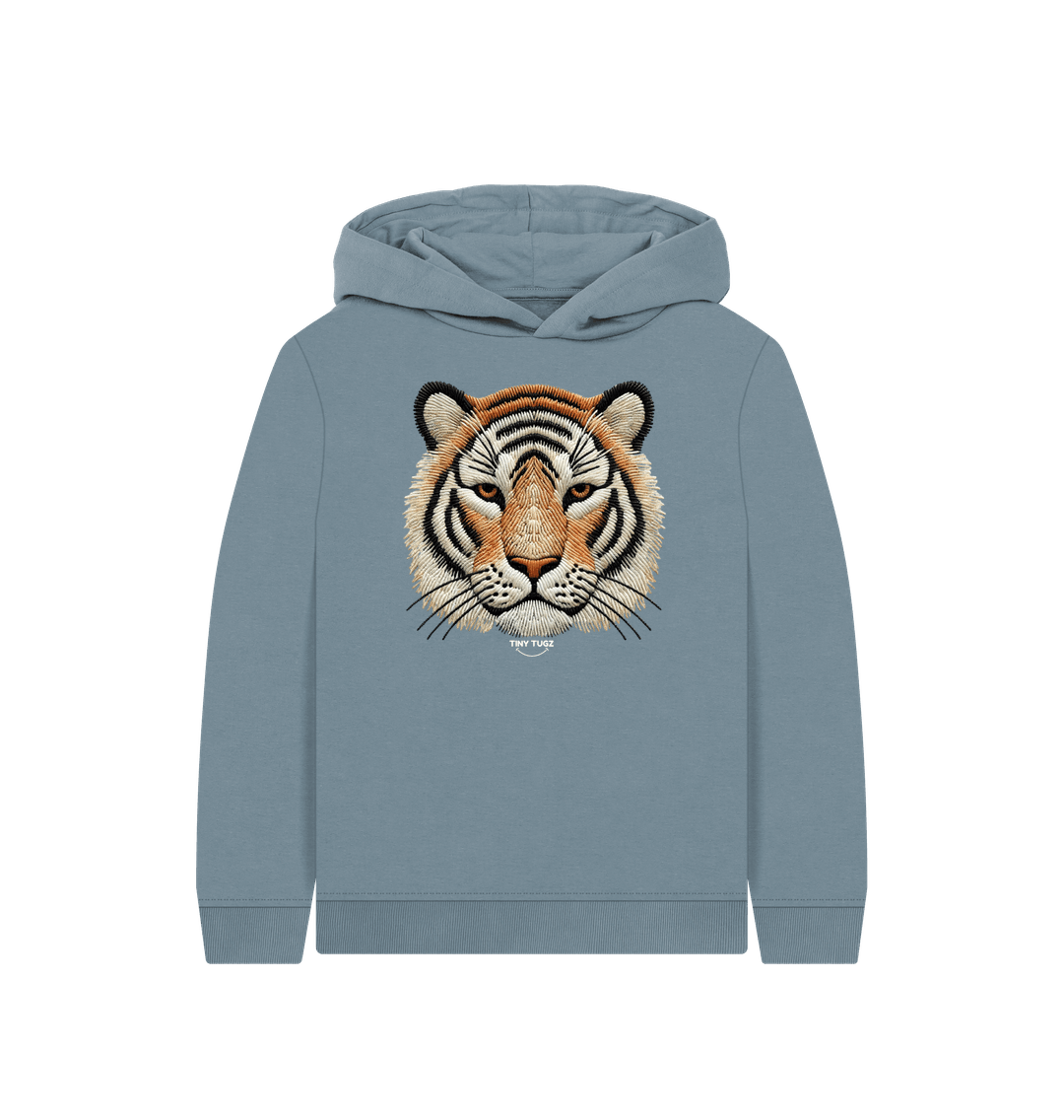 Stone Blue Printed Kids Hoodie