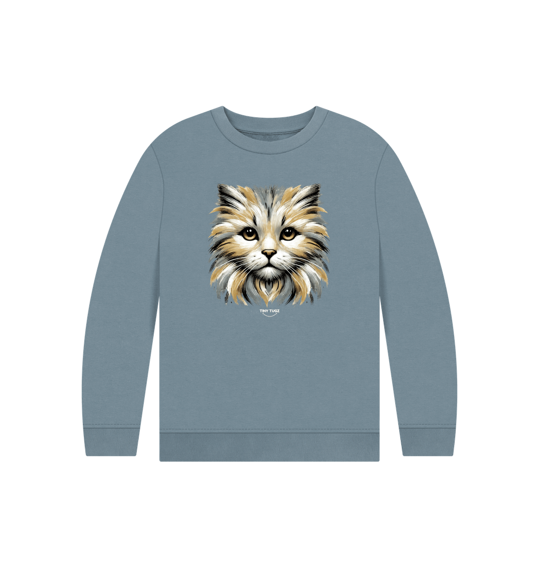 Stone Blue Printed Kids Jumper
