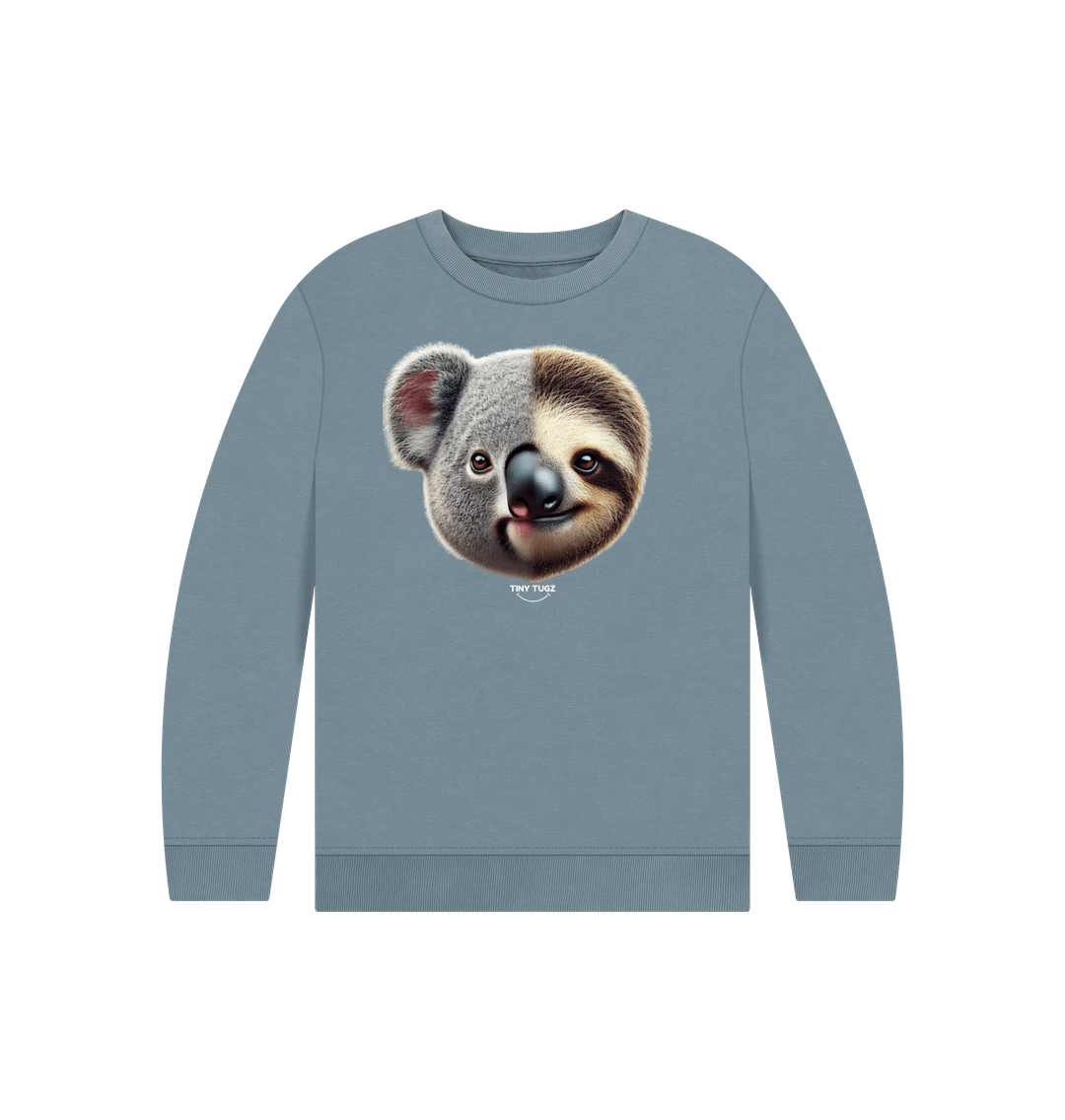 Stone Blue Printed Kids Jumper