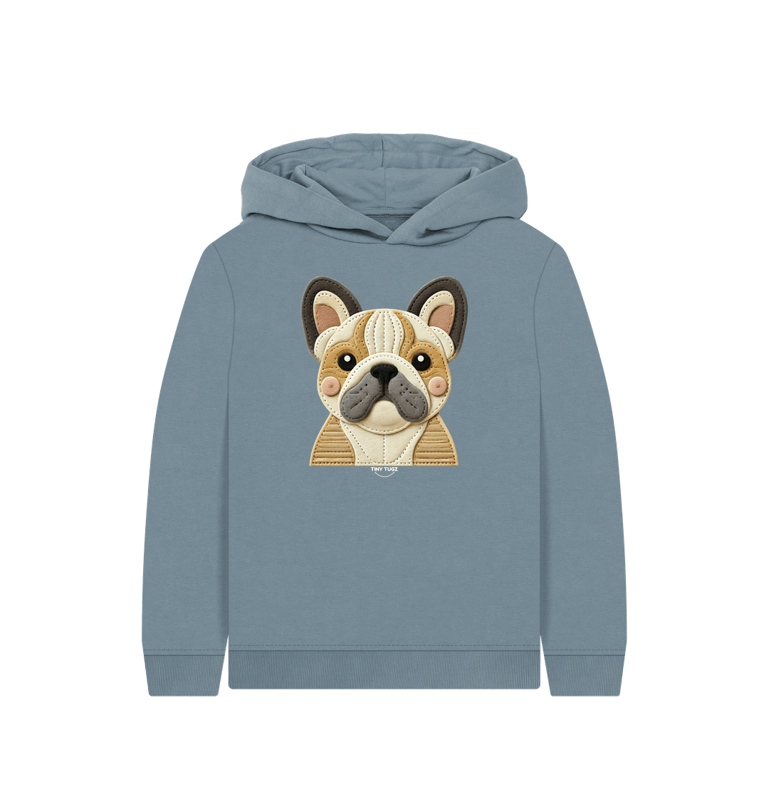 Stone Blue Printed Kids Hoodie