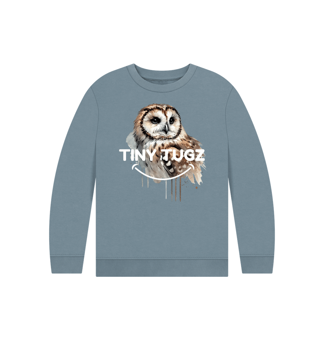 Stone Blue Printed Kids Jumper