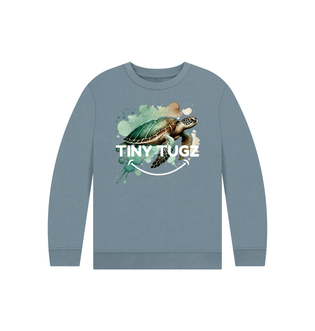Stone Blue Printed Kids Jumper