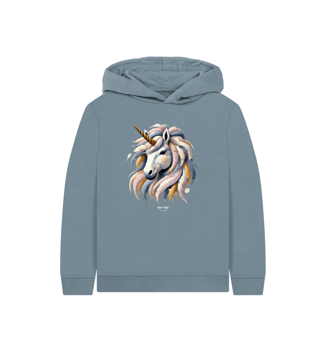 Stone Blue Printed Kids Hoodie