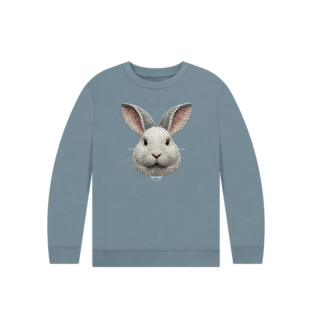 Stone Blue Printed Kids Jumper
