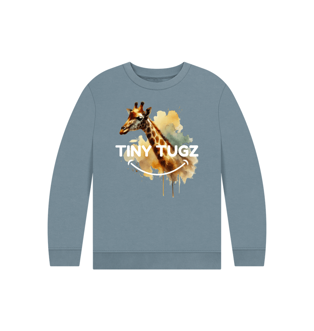 Stone Blue Printed Kids Jumper