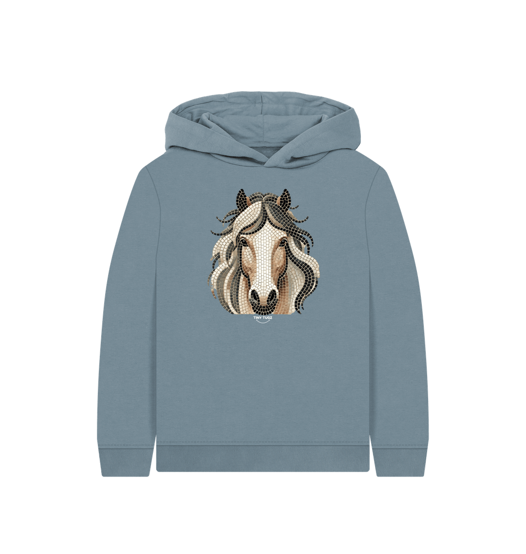 Stone Blue Printed Kids Hoodie