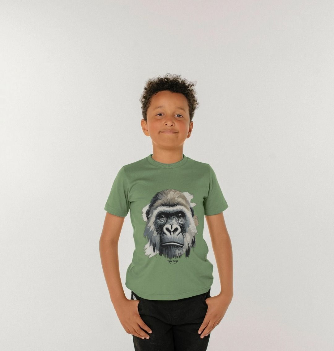 Kinder-T-Shirt aus Bio-Baumwolle – Canvas-Gorilla-Print