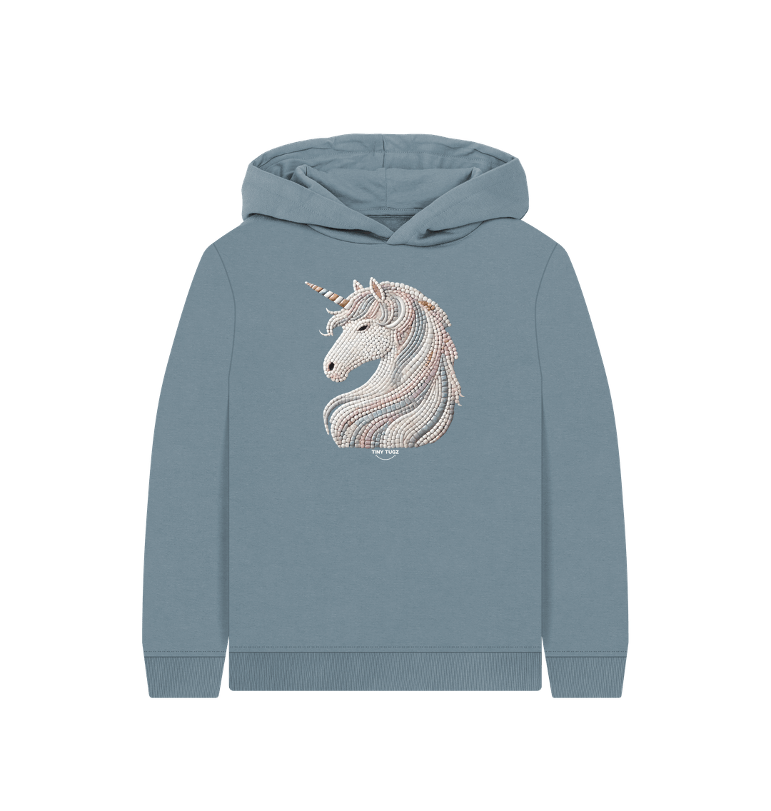 Stone Blue Printed Kids Hoodie