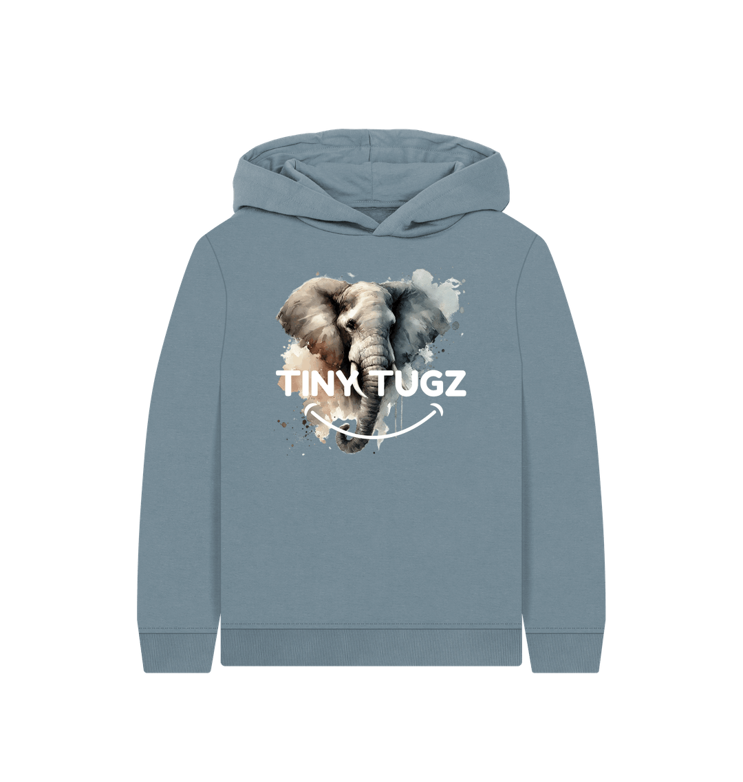 Stone Blue Printed Kids Hoodie