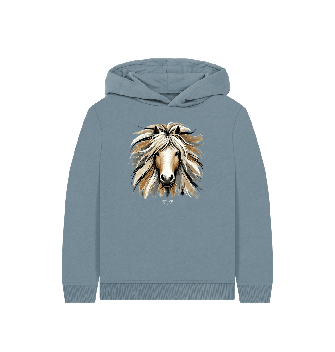 Stone Blue Printed Kids Hoodie