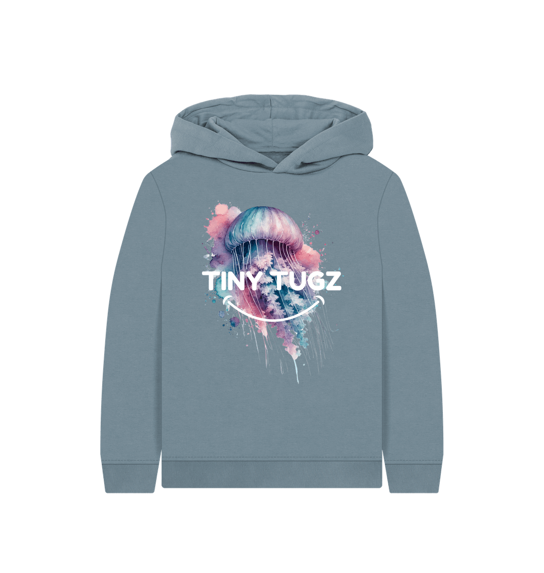 Stone Blue Printed Kids Hoodie