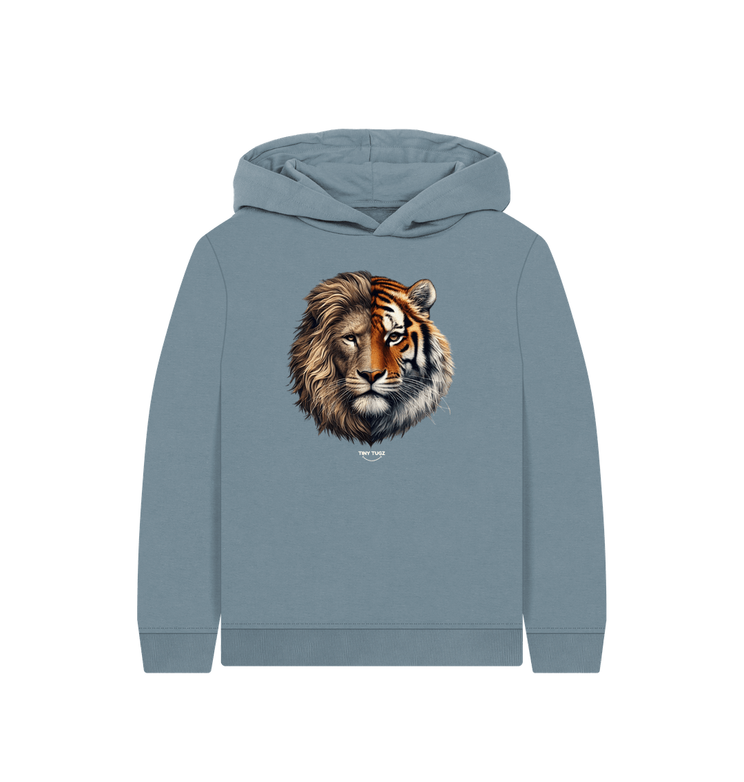 Stone Blue Printed Kids Hoodie