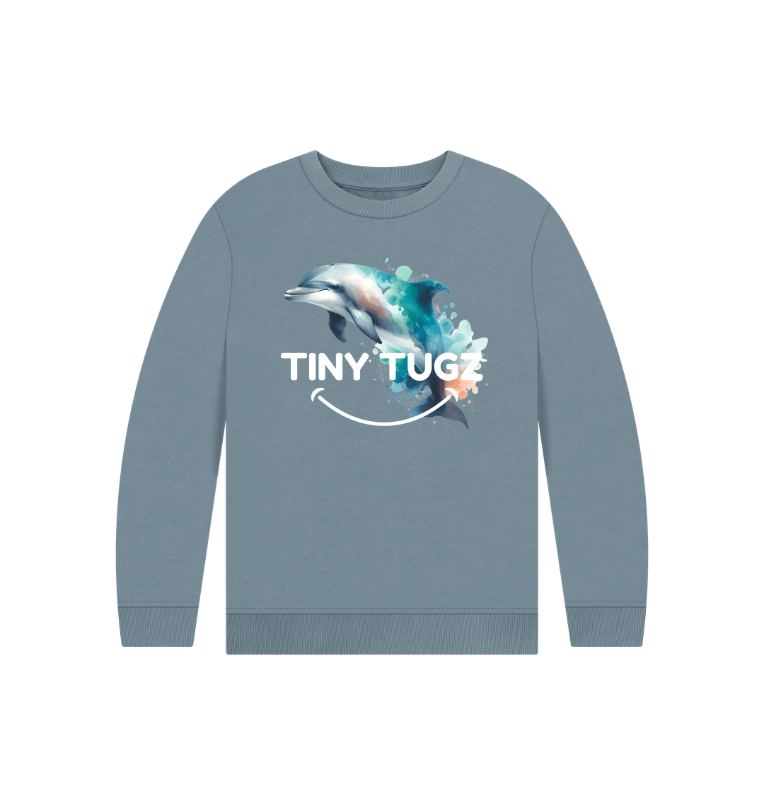 Stone Blue Printed Kids Jumper