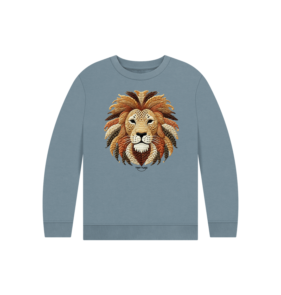 Stone Blue Printed Kids Jumper