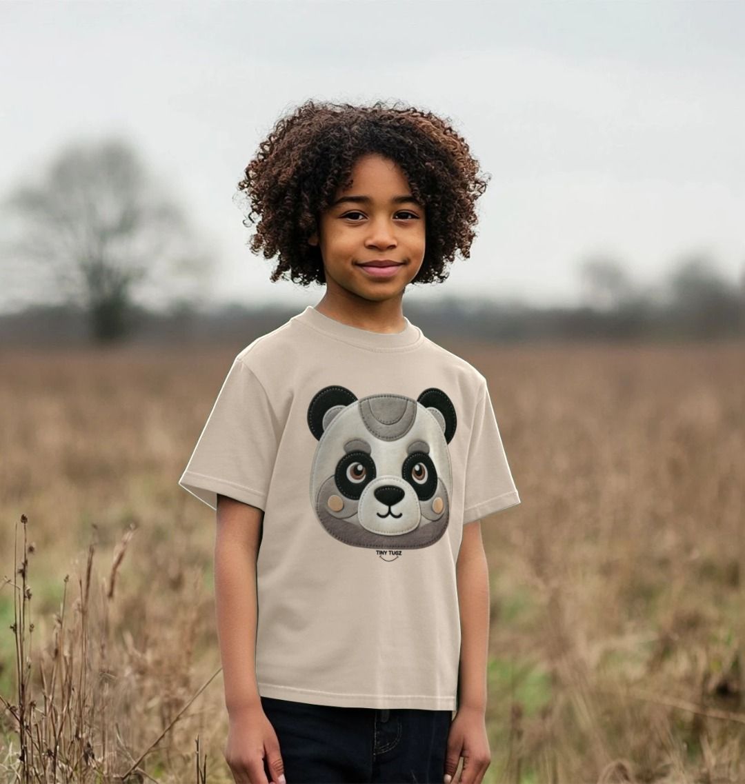 Kinder-T-Shirt aus Bio-Baumwolle – Panda-Design aus Filz