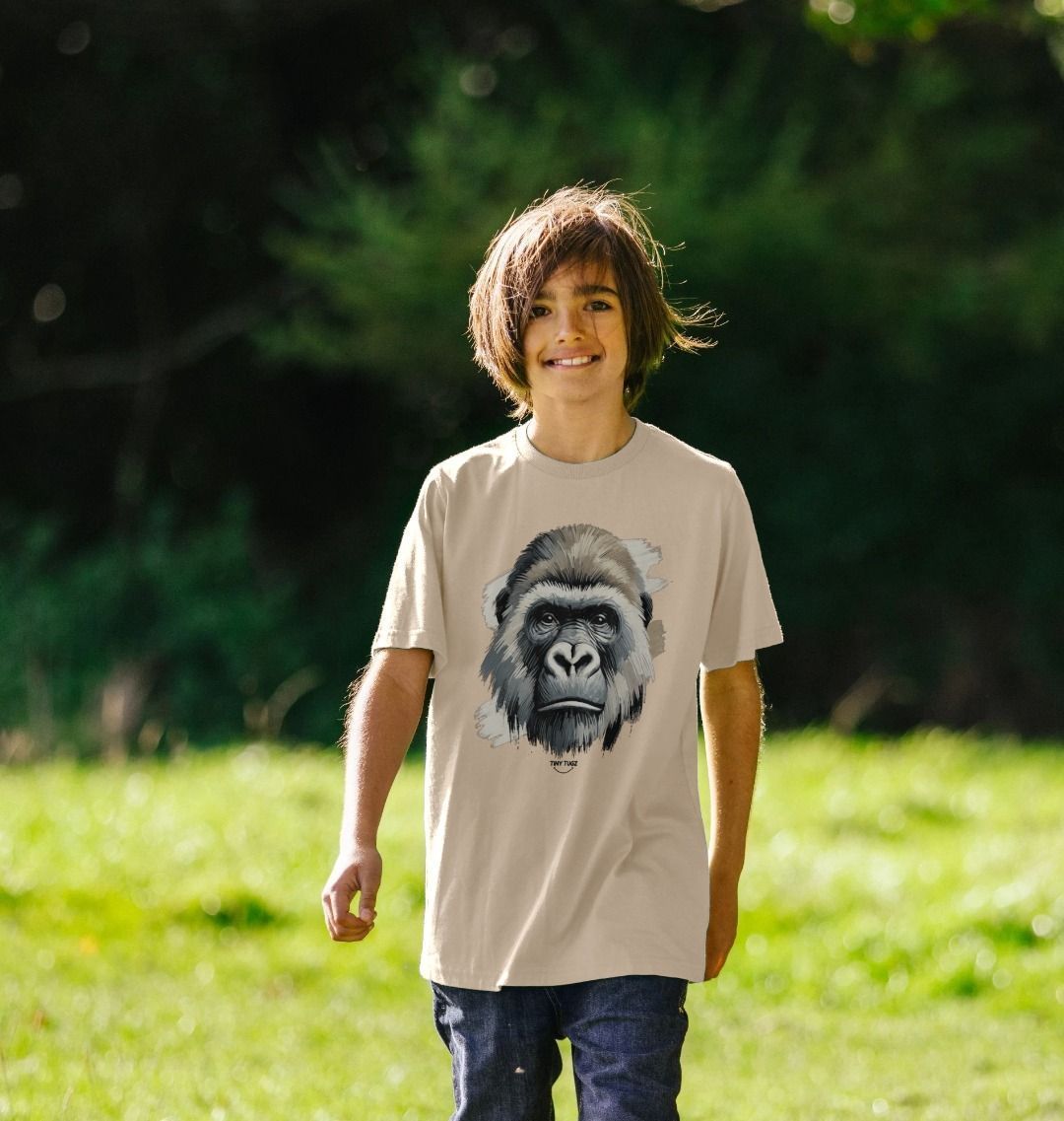 Kinder-T-Shirt aus Bio-Baumwolle – Canvas-Gorilla-Print