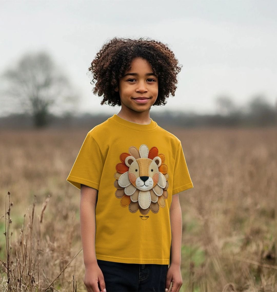 Organic Cotton Kids’ T-Shirt – Felt Lioness Design