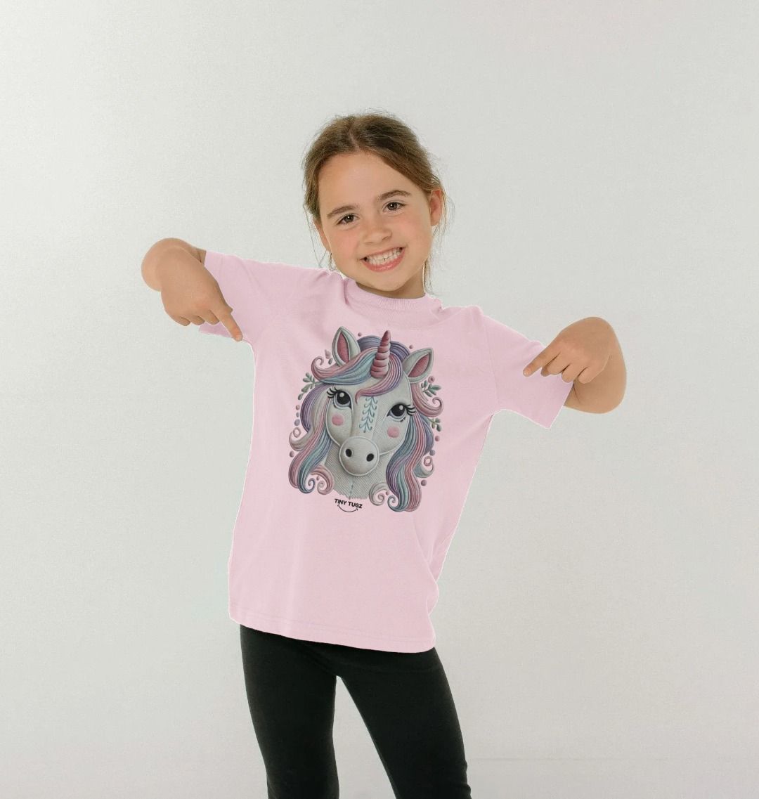 Organic Cotton Kids’ T-Shirt – Embroidery Unicorn Design