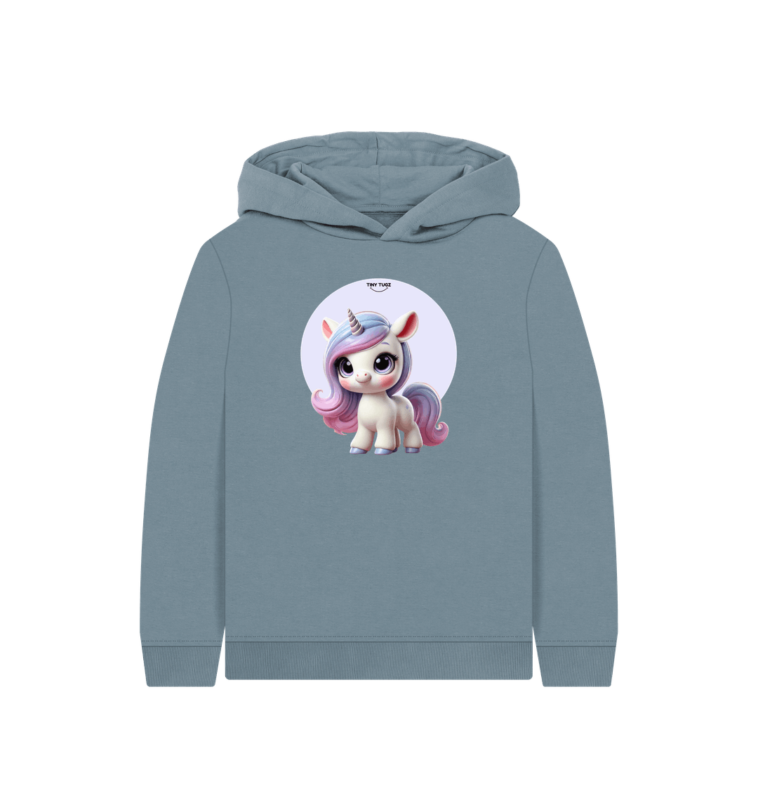 Stone Blue Printed Kids Hoodie