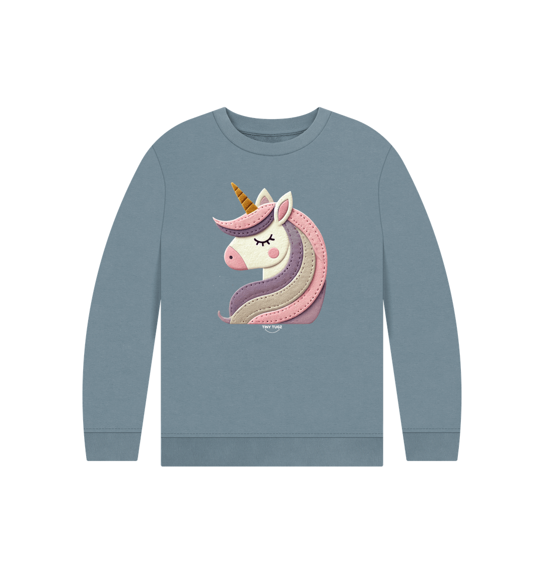 Stone Blue Printed Kids Jumper