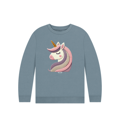 Stone Blue Printed Kids Jumper