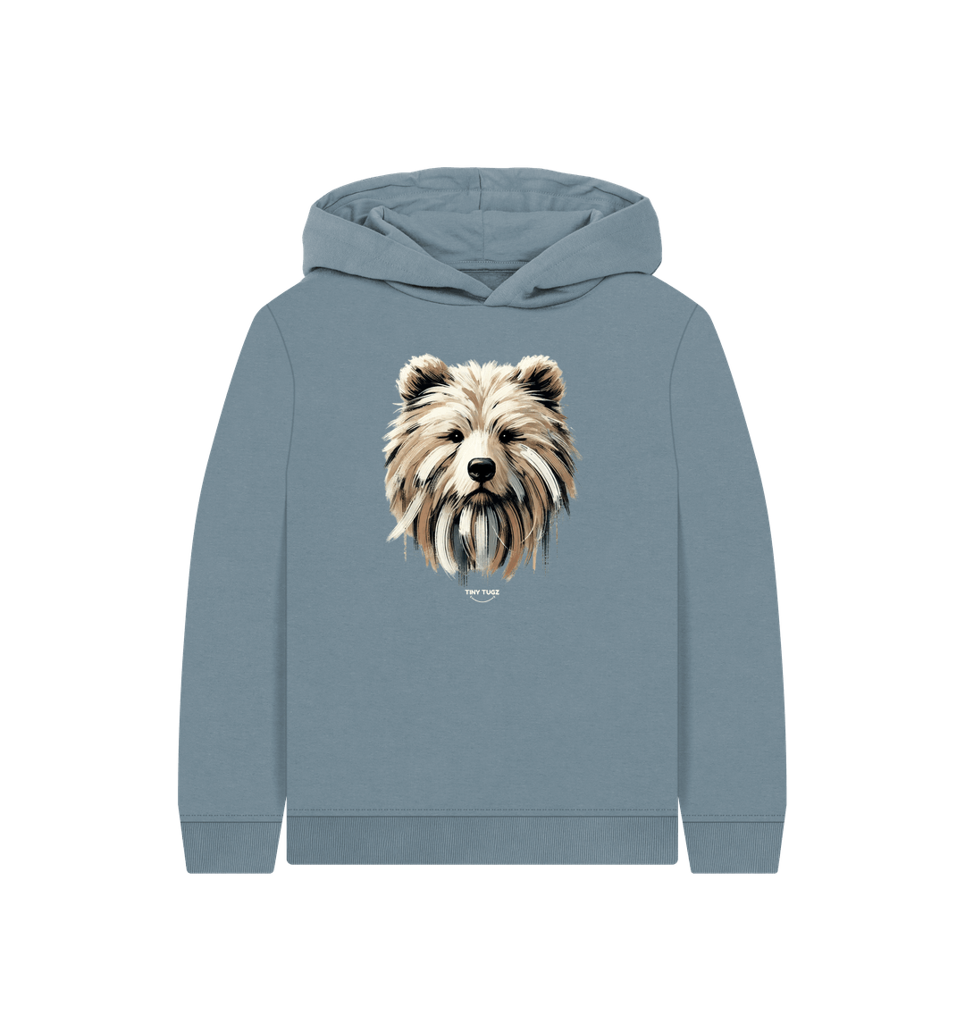 Stone Blue Printed Kids Hoodie
