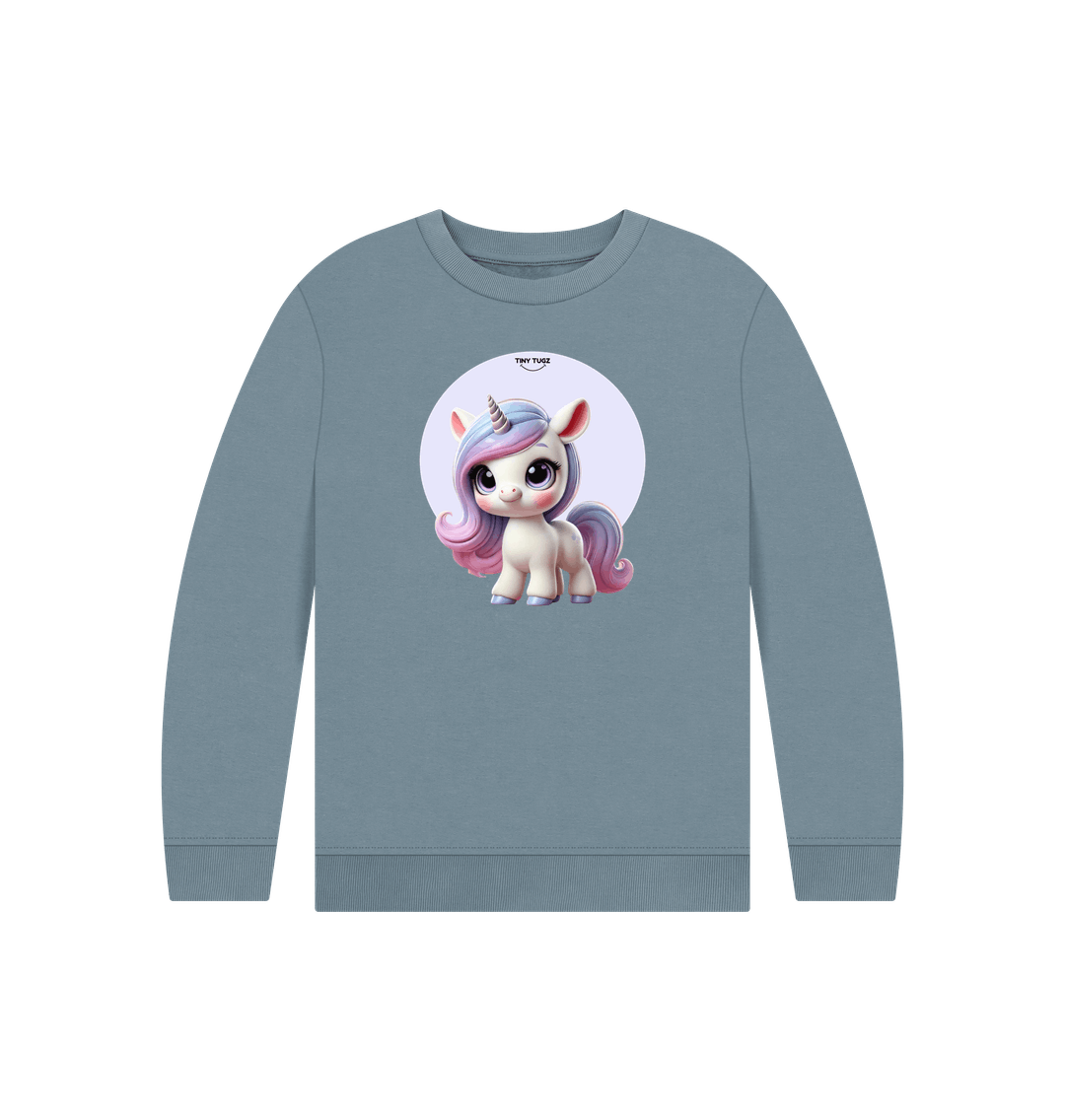 Stone Blue Printed Kids Jumper