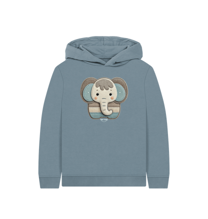 Stone Blue Printed Kids Hoodie