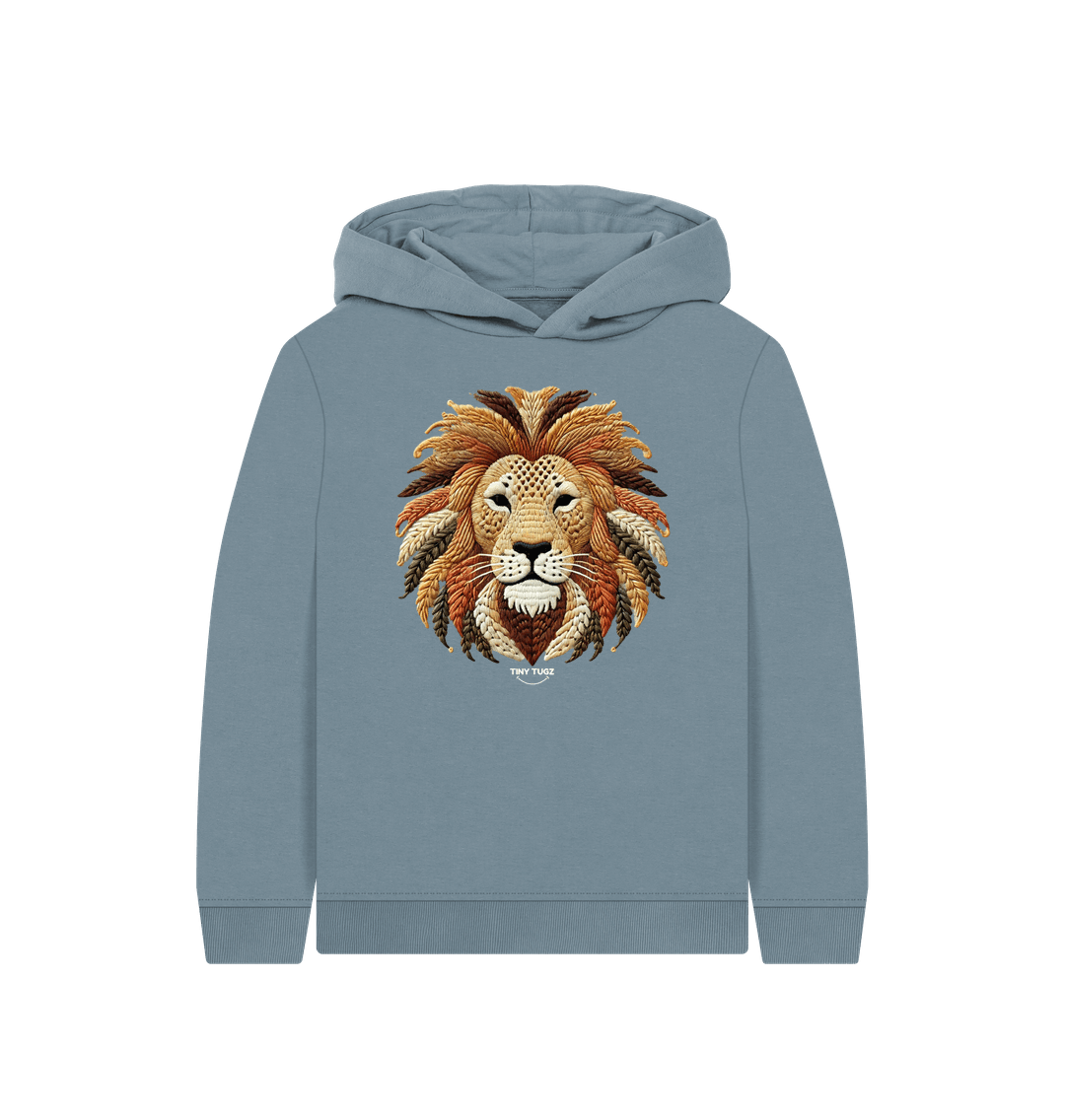 Stone Blue Printed Kids Hoodie
