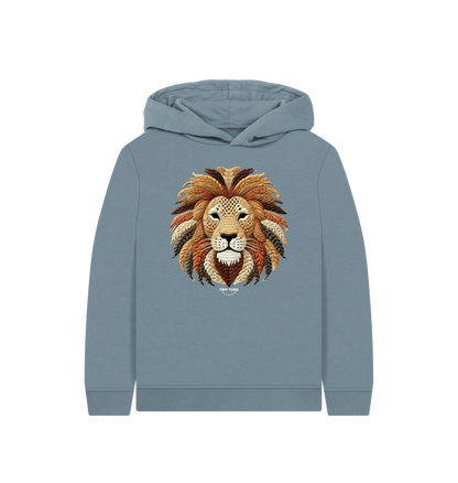 Stone Blue Printed Kids Hoodie