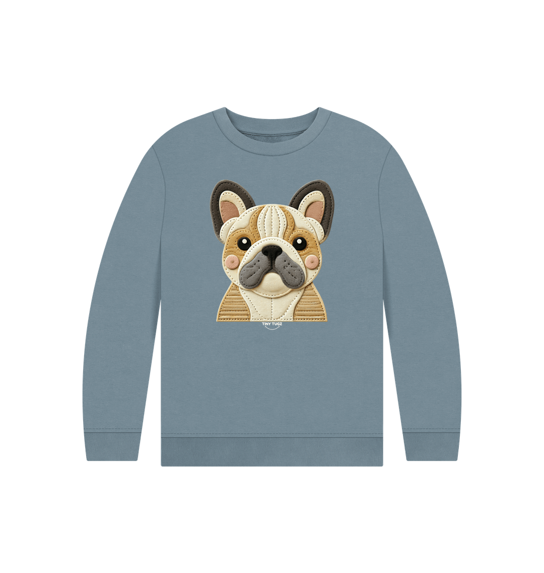 Stone Blue Printed Kids Jumper